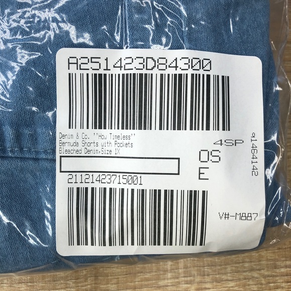 NEW - Denim & Co. "How Timeless" Bermuda Shorts with Pockets bleached denim, 1X - Picture 3 of 4